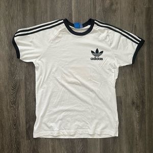 Adidas White Black Ringer Tee Size Large